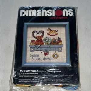 Vintage Dimensions Needlepoint Kit - Folk Art Shelf Design Size 5x5